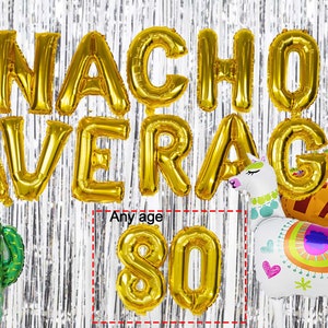 NACHO PROMEDIO 80 Globos 16" Fiesta Cumpleaños Decoraciones Globo Banner Mexicano 80o ochenta guirnalda Ochenta Cumpleaños