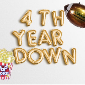 4TH YEAR DOWN custom airplane banner  16&quot; letter balloons birthday balloon Football Super bowl fourth Birthday Party game Sign four 4 4th
