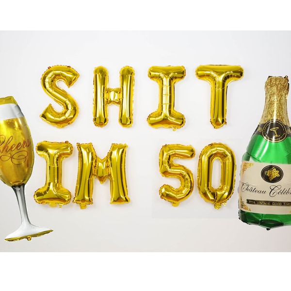 Verkauf SHIT IM 50 Buchstaben Luftballons Banner 50.Geburtstag Partydeko für Frauen und Männer 1971 Geburtstagsparty Buchstabengirlande