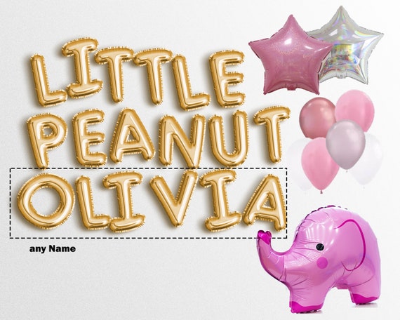 Little Peanut Banner – Happy Birthday & Baby Shower Party Decorations, Gold Glitter Design