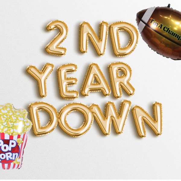 2ND YEAR DOWN custom airplane banner  16" letter balloons birthday balloon Football Super bowl second Birthday Party game Sign two 2nd