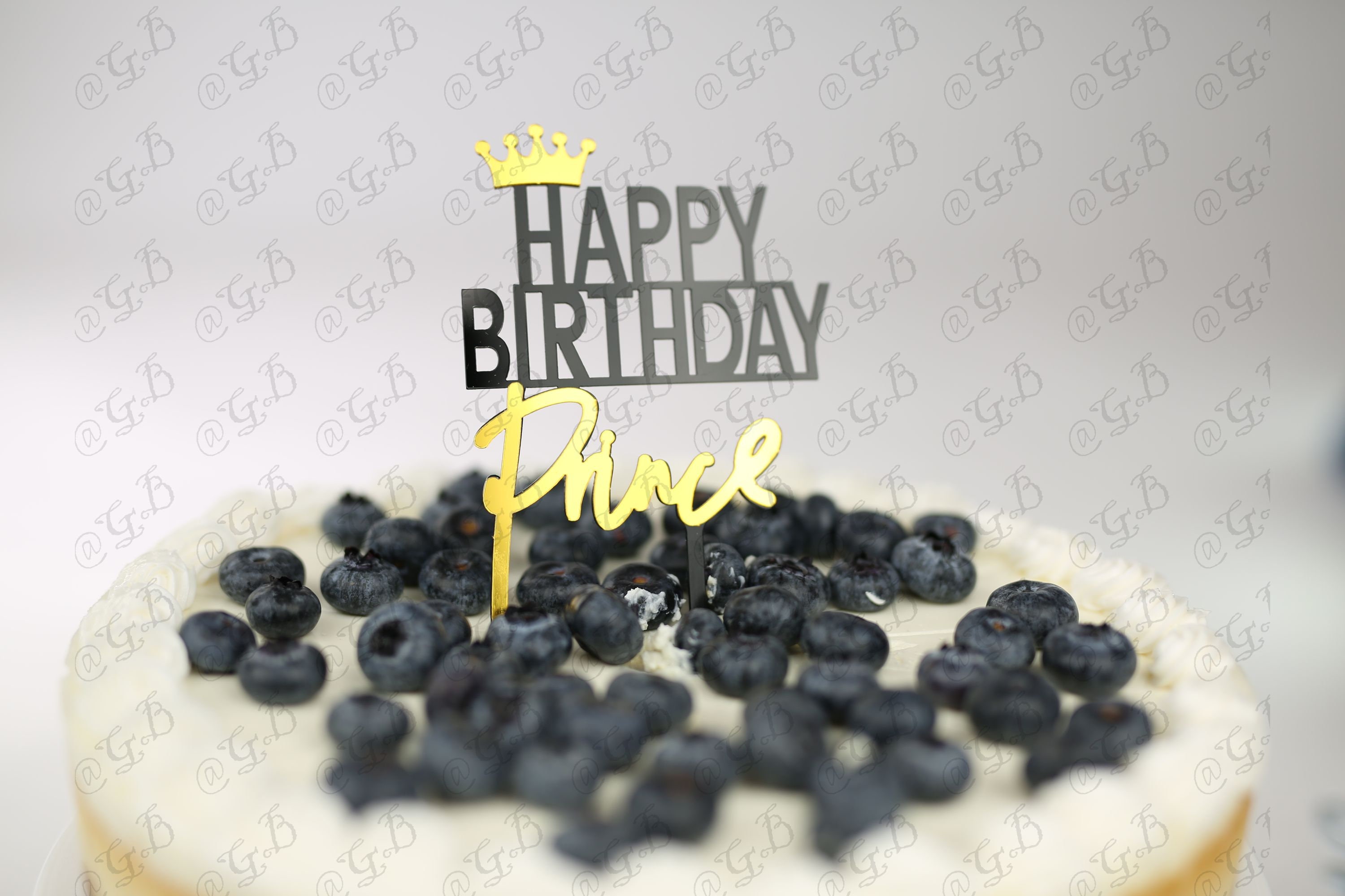 Happy Birthday Princess Prince Acrylic Cake Topper Bday Boy Gilrl Gold ...