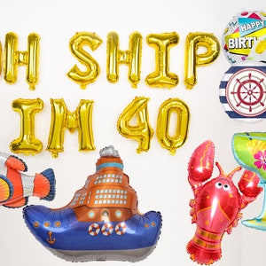 Venta OH SHIP IM 40 16 "Globos de letras Banner Decoraciones para fiesta de cumpleaños número 40 para mujeres y hombres 1984 1985 Fiesta de cumpleaños Letras Garland