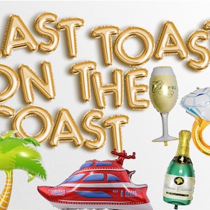 Ostatni toast na wybrzeżu, dekoracje na wieczór panieński, balon, niestandardowy, nadmorski kowboj, baner kawalerski, girlanda z dowolnym imieniem, dekoracja znaku, różowe złoto, niebieski