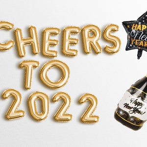 Venta cibernética HOLA 2022 carta globos banner HAPPY 2022 banners nochevieja decoraciones fiesta oro rosa plata globo cheers decoración props