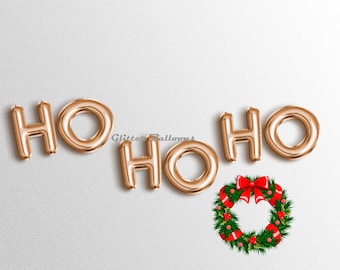 Sale ! HO HO HO Santa Claus letter balloons banner Fa La La La La Banners Merry Christmas Rose Gold Silver Letters Balloon Decor Decorations