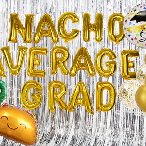 Globos NACHO AVERAGE GRAD de 9 colores, decoración para fiestas, pancartas, guirnaldas mexicanas, graduación, graduación 2024