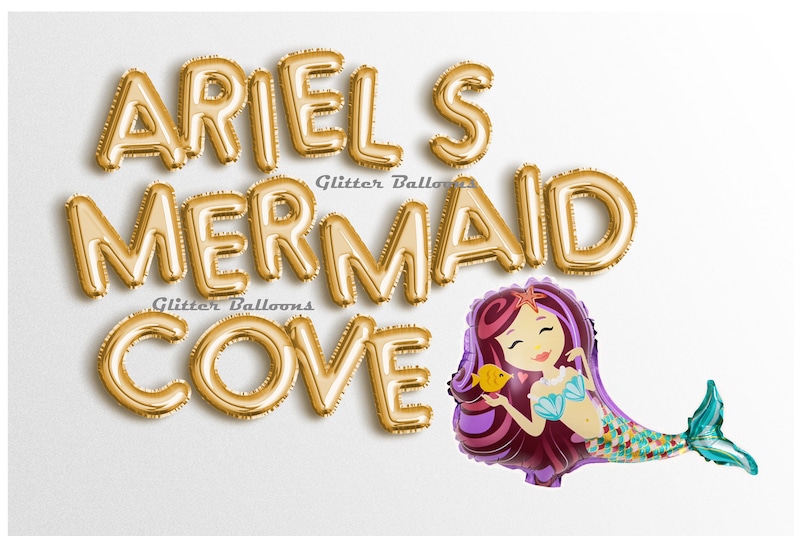 ARIEL/'s MERMAID COVE Balloon 16 letter balloons mermaid name banner birthday party banner kid/'s Bachelorete Beach Bach Letter Baloons
