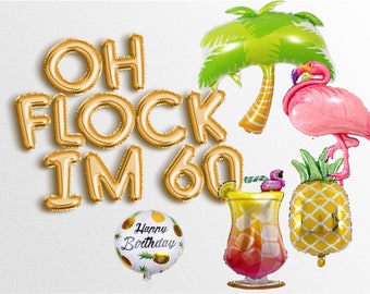 sale OH FLOCK IM 60   Letter Balloons Banner 60th birthday party decorations women and men i&#39;m 1964 1965 birthday party Letters Garland