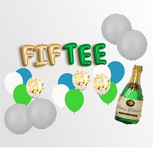 Cartel de globos de golf FIFTEE, guirnalda de letras de Golf personalizable, decoraciones para fiesta de 50 cumpleaños, mujeres, hombres, 1974, 1973, guirnalda de cumpleaños