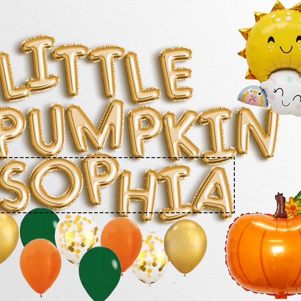 Little Pumpkin w/ Custom Any Child Name balloons Banner Rose Gold Birthday Banners First Baby Shower Photo Prop Garland Decor Boy Girl