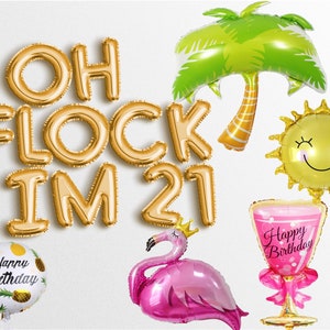Oh FLOCK Im 21, pancarta de globos con letras de 16 ", decoraciones para fiesta de cumpleaños número 21, mujeres y hombres, 2003, 2002, guirnalda de letras de cumpleaños, soy