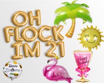Oh FLOCK Im 21 16" Letter Balloons Banner 21st birthday party decorations women and men 2003 2002 birthday Letters Garland i'm