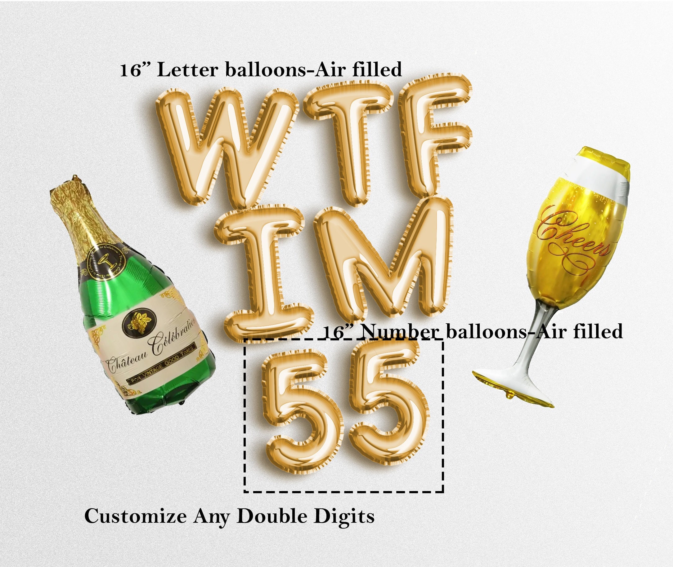 WTF Im 30 40 50 60 70 80 Custom Banners Theme Fall Winter Party 50th 40th Birthday Decor 30th 60th 70th Balloon Customize