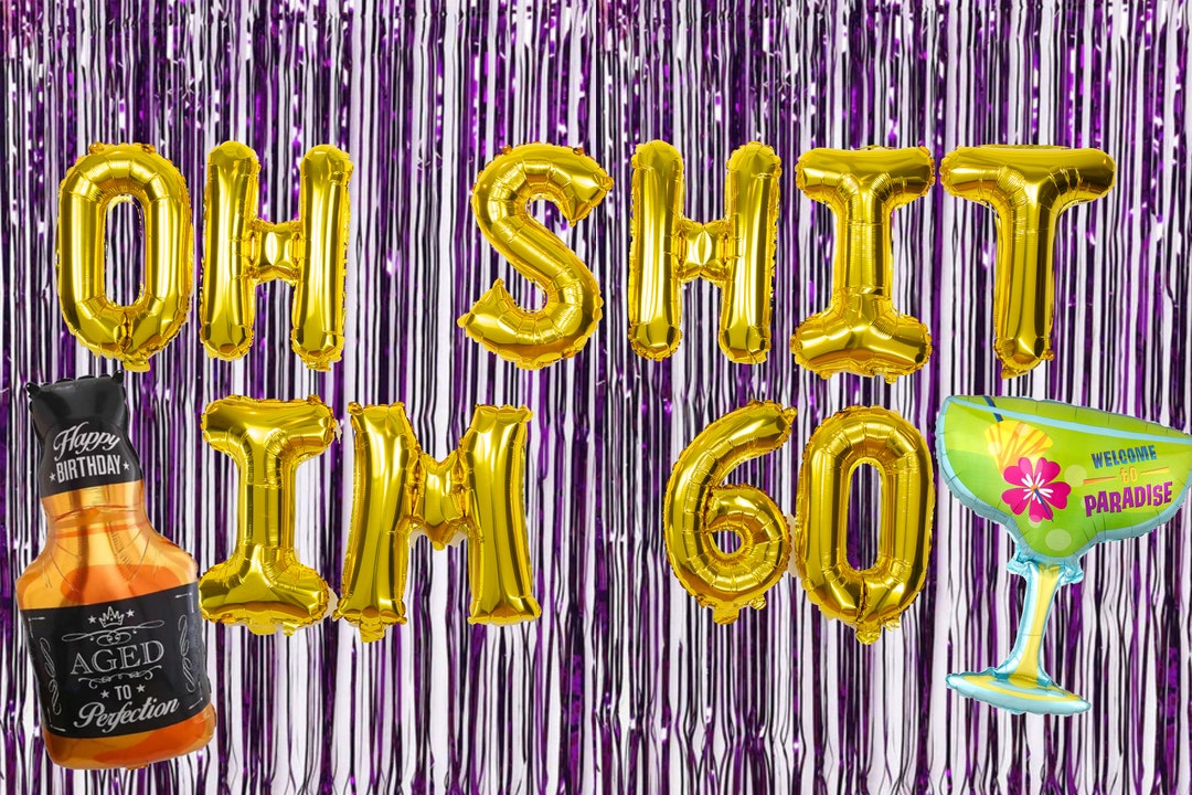 Shit Decarations OH SHIT IM 60 Banner 60th Birthday Party Decorations for Men 1973 1974 ...