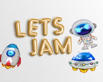 LETS JAM astronaut 16" brief ballonnen banner roségouden verjaardag banners eerste baby shower ruimte bday blast off two moon Garland outerspace