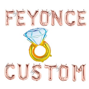 FEYONCE Balloons Bachelorette Party Decor FEYONCE Party XL Ring Balloon Bridal Shower Engagement 16&quot; Letter Balloons Rose Gold Silver