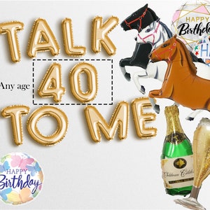 venta TALK 40 TO ME Carta Globos Banner Soy 40 decoraciones para fiesta de cumpleaños mujeres hombres 1984 1985 Derby fiesta de cumpleaños Carreras de caballos Garland