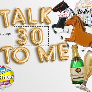 venta TALK 30 TO ME Carta Globos Banner Soy 30 cumpleaños fiesta decoraciones mujeres hombres 1994 1995 Derby fiesta de cumpleaños Carreras de caballos Garland