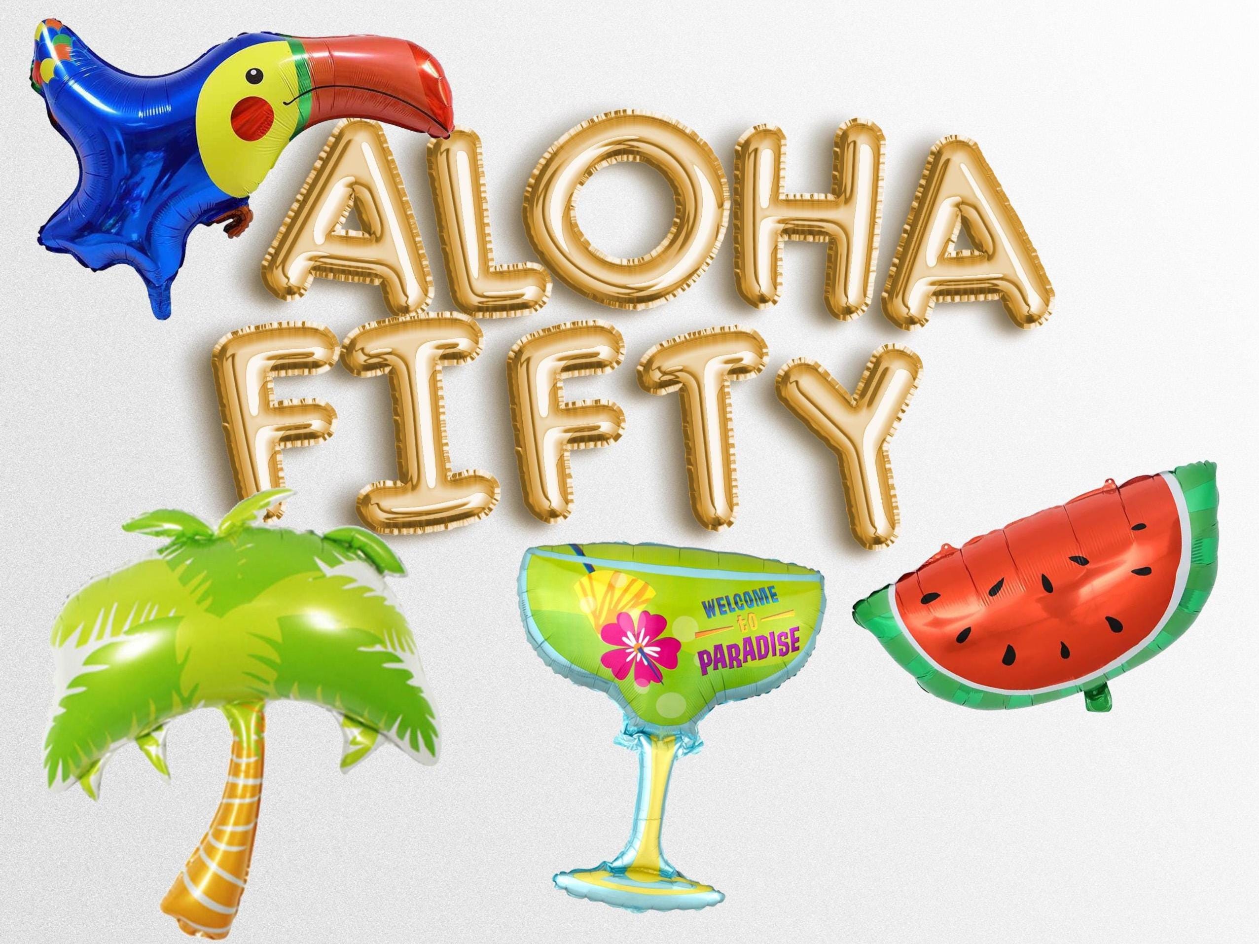 セール ALOHA FIFTY バルーンバナー 50歳の誕生日パーティー