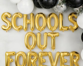 Schools Out Forever Letter Balloons Banner, Teacher Retirement Party Decor, School Bus Theme Balloons, Funny Retirement Banner