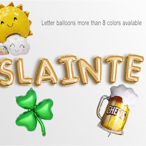 Slainte Banner do Dia de São Patrício Dia de São Patrício Família Guirlanda Festa Trevo Presente Trevo de São Patrício Balão de felicidades da sorte
