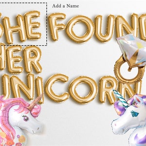 venta ELLA ENCONTRÓ Su UNICORNIO carta globos banner Fiesta Globo BAchelorette Decoraciones Decoración fantasía Bach guirnalda hada Halloween Ducha