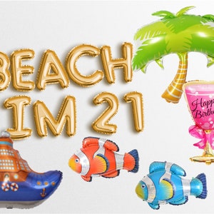 Beach Im 21   Letter Balloons Banner 21st birthday party decorations women and men 2001 2002 birthday Letters Garland