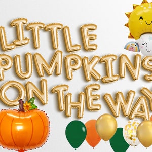 Little pumpkin Balloon baby shower decorations little pumpkin gender reveal decoration little pumpkin banner fall baby shower banner twins