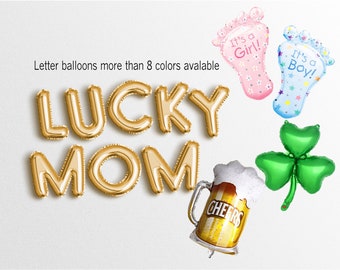 Striscione per baby shower Annuncio di gravidanza irlandese Ghirlanda di palloncini Marzo San Patrizio Mamma futura mamma Festa della birra con trifoglio