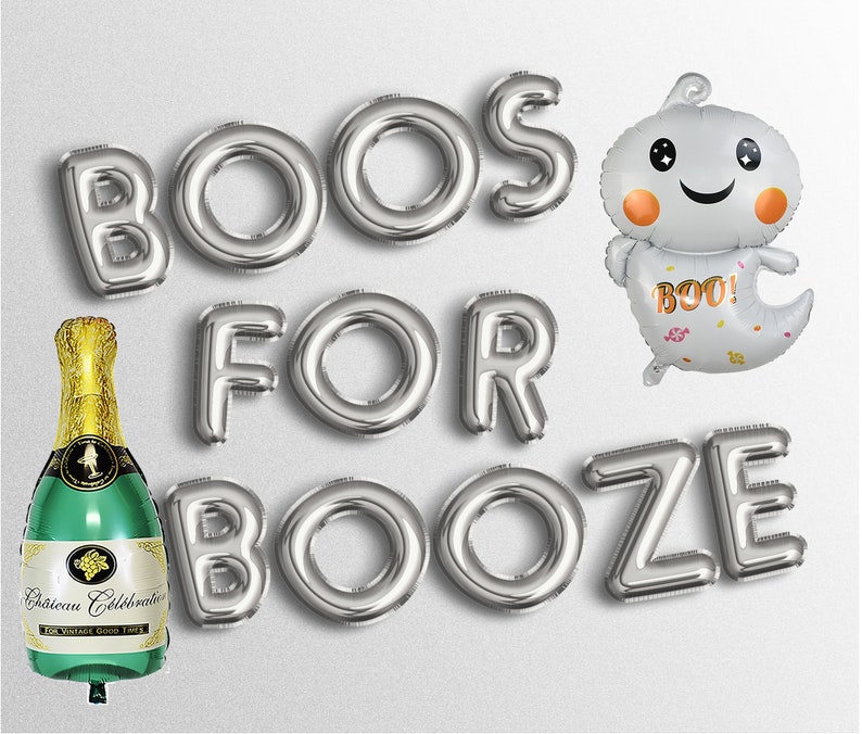 BOOS FOR BOOZE Halloween Banner Balloons Boo Banner Ghost Balloon ...