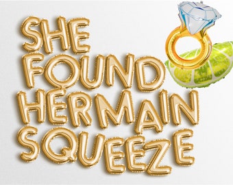 SHE FOUND Her Main SQUEEZE letter balloons banner Party BAchelorette Decorations Bach garland Lemon Baby Shower Graduation Grad 2024 2023