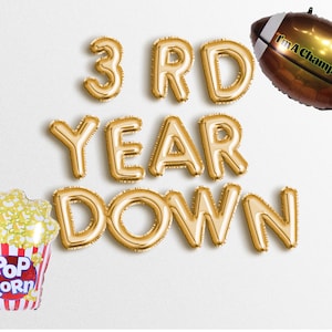 3:E ÅRET NED anpassad flygplansbanner 16" bokstavsballonger födelsedagsballong Fotboll Super Bowl tredje födelsedagsfest spelskylt tre 3:e 3