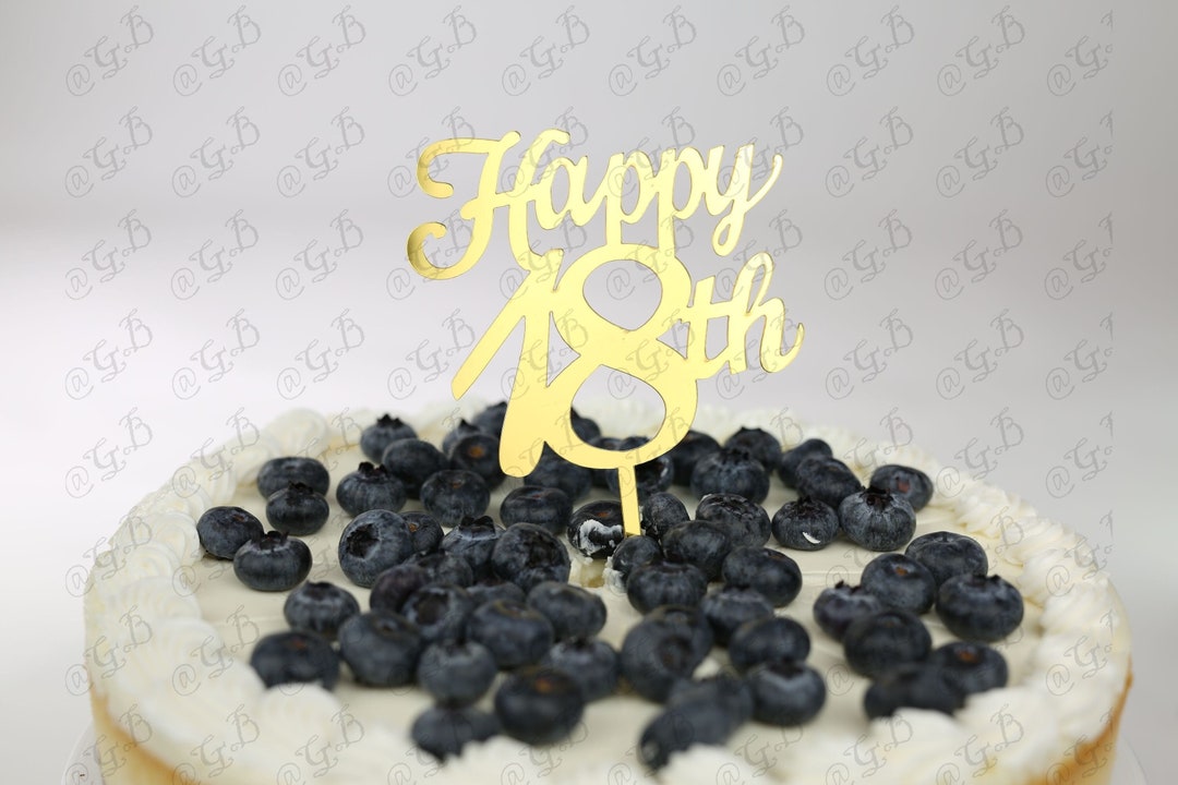 SALE !18th Birthday Caketopper Gold Happy 18th Cake Topper Eighteen ...