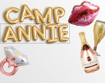 Camp Bach Balloon Banner, Camp Bachelorette Banner Balloons Glamping Bach Custom Bachelorette Banner Wild in the Woods Getting Hitched