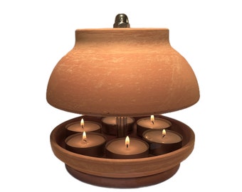 Ton Lampe, Teelichtofen groß, Neues Modell - TLO-Marbled-Heater-6xMaxi-K