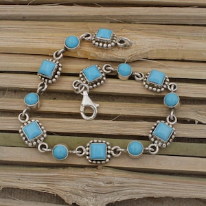 Vintage Turquoise Bracelet, Gemstone Bracelet 925 Sterling Silver Bracelet, Adjustable Bracelet, Turquoise Jewelry, Handmade Gift For Her