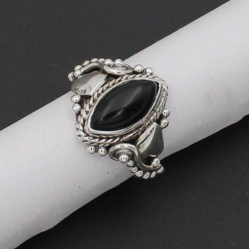 Gift For Father marquise black Onyx Gemstone 925 Solid Silver oxidized men Ring unique collection silver ring for women Gift For Sister