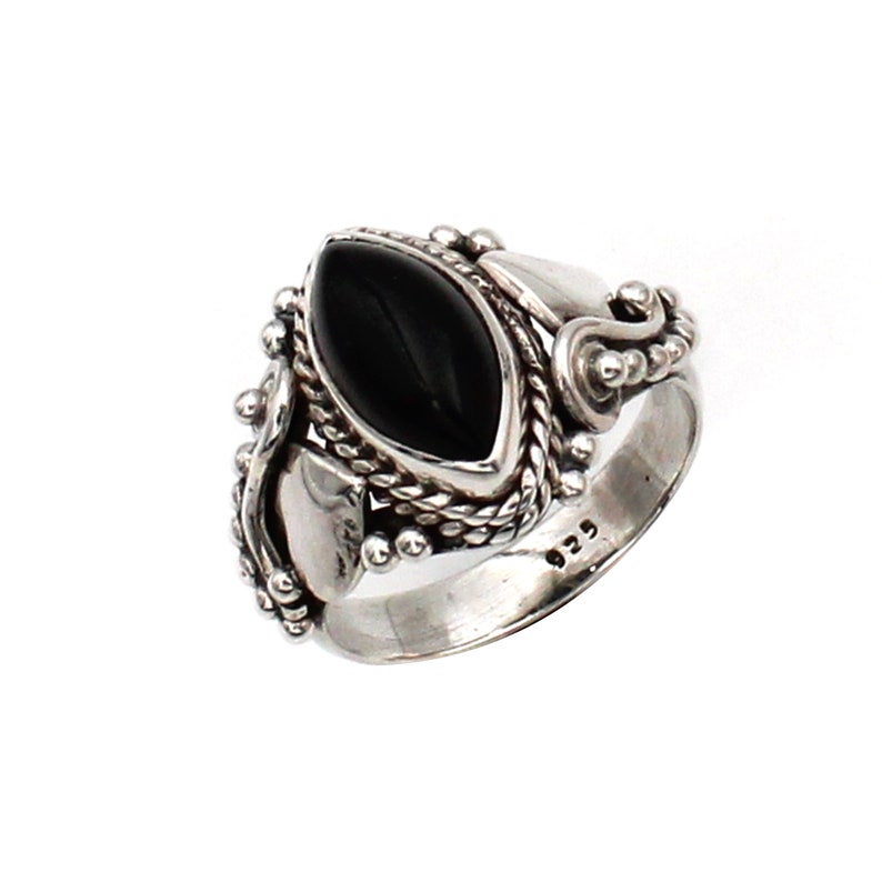 Gift For Father marquise black Onyx Gemstone 925 Solid Silver oxidized men Ring unique collection silver ring for women Gift For Sister