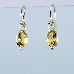 Sterling Silver Earrings with Faceted Citrine Gemstones | Oval Cut Citrine Dangle Earrings | November Birthstone Jewelry | Citrine Earrings