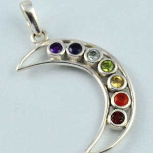 925 Sterling Silver 7 Chakra Stone Healing Handmade Pendant Jewelry, Multi Stone Pendant, Spiritual Yoga Chakras Healing Charm, Gift For Her