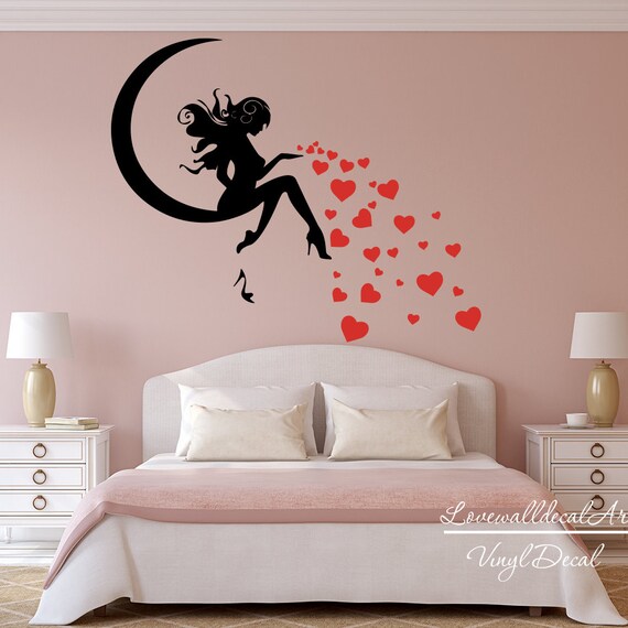 fairy moon heart shoe girl wall decal sticker vinyl art fairy | etsy