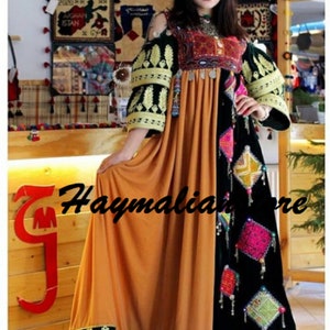 Robe Traditionnelle Afghane Kuchi Brodée Main - Modèle Vert Personnalisé Pour Nikkah