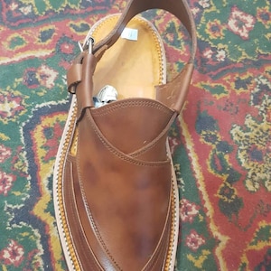 Imran Khan Style Peshawar pure leather Multi color Chappal from Pakistan Color-6