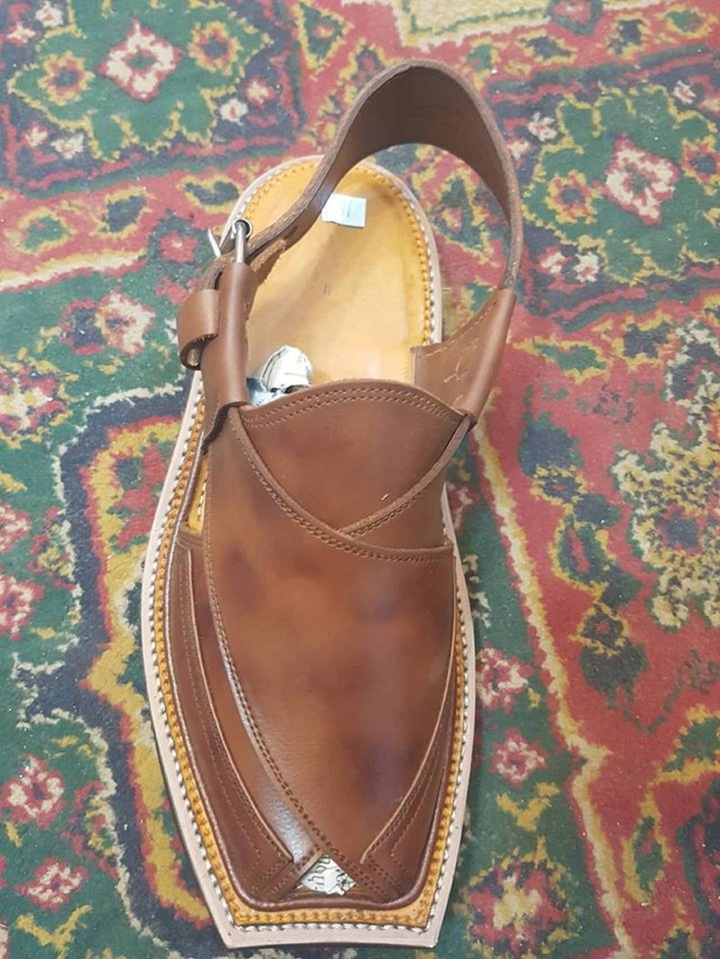 Imran Khan Style Peshawar pure leather Multi color Chappal from Pakistan Color-6