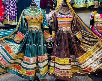 Afghan Kuchi Dress: Traditional Embroidered Coin Dress with Charma Dozi Work