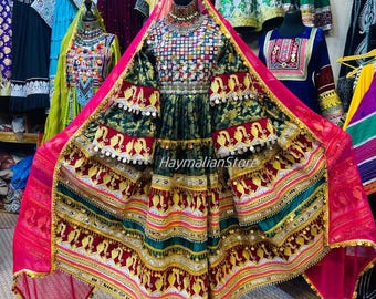 Afghan Kuchi Dress: Embroidered Coin Dress with Charma Dozi Work