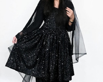 Traditional Afghan Kuchi Dress three Piece Black Sitara Embroidered Party Wedding Outfit for Women