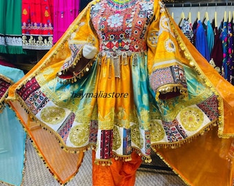 Afghan Kuchi Dress: Embroidered 3-Piece Set with Charma Dozi