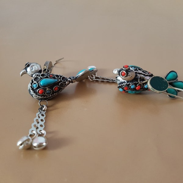 Boucles d'oreille d'oiseau GYPSY Ethnic Boho Afghan Kuchi TRIBAL déclaration Vintage fait à la main